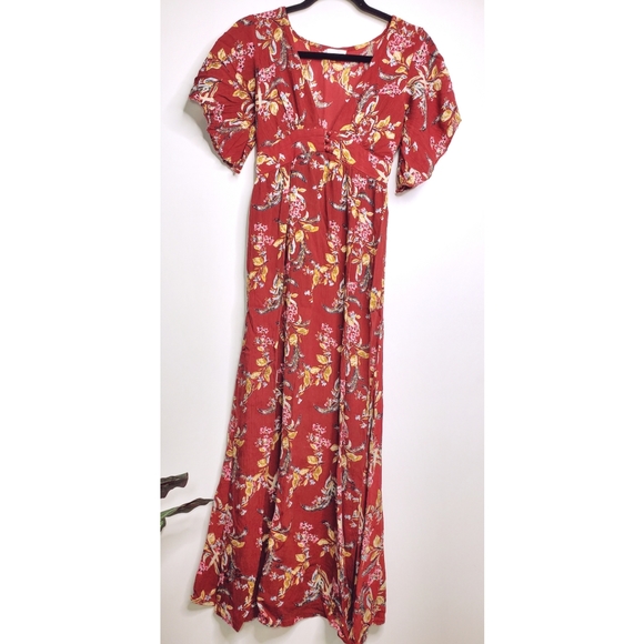 blue red floral dress